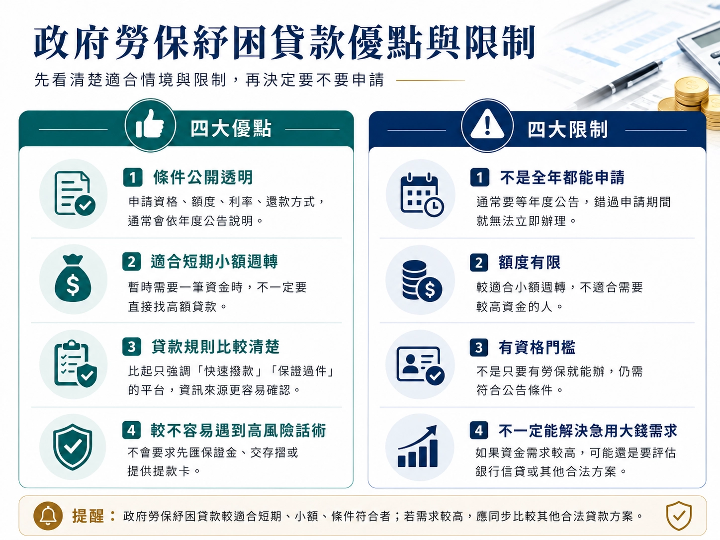 政府勞保紓困貸款優點與限制