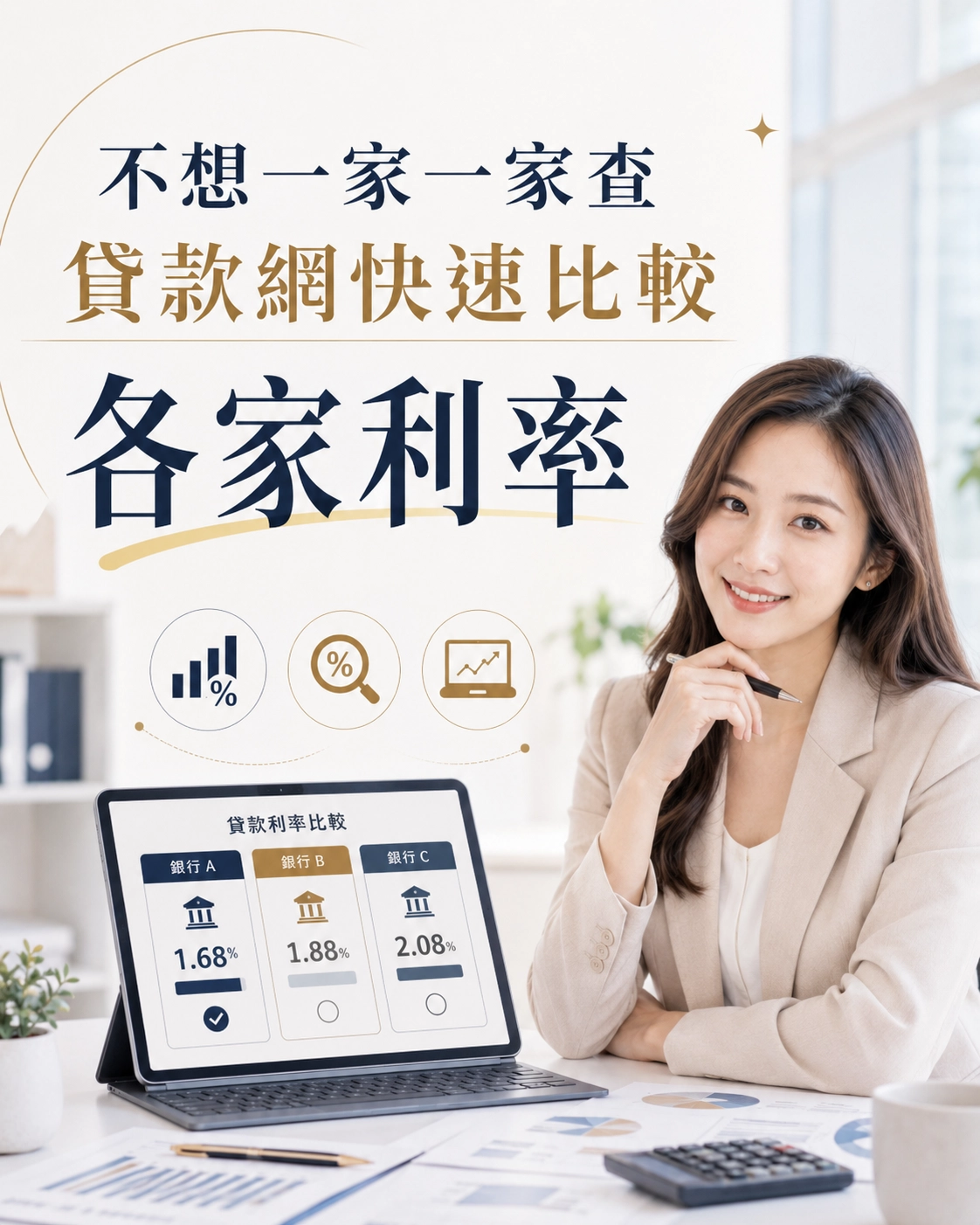 不想一家一家查,「貸款網」快速比較各家利率